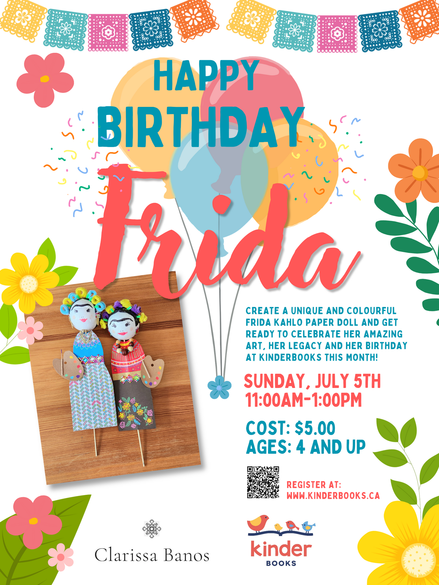 July 5, 11 am, Art Workshop for Kids with Clarissa Banos (Please reserve your spot)