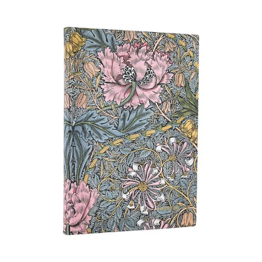 2025-2026 Morris Pink Honeysuckle, William Morris, 18-Month Planner Flexis, Midi, Horizontal, Elastic Band, 224 Pg, 80 GSM