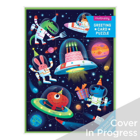 Cosmic Party Greeting Card Puzzle
