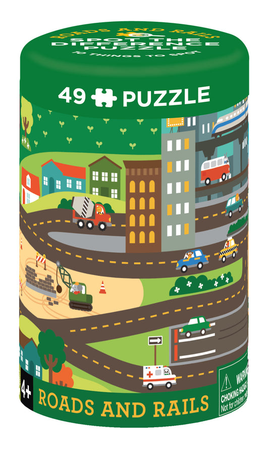 Spot the Difference Puzzle: Roads and Rails