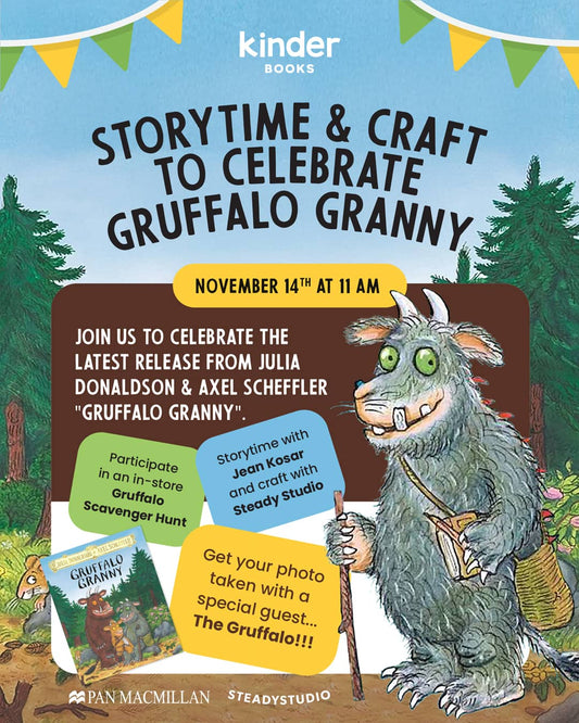 Storytime & Meet the Gruffalo at Kinder Books ! November 14, 11 am