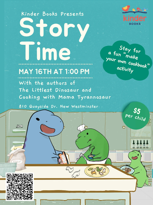 May 16, 1 pm Storytime and Craft The Littlest Dinosaur +Cooking with Mama Tyrannosaur (3 yrs+)