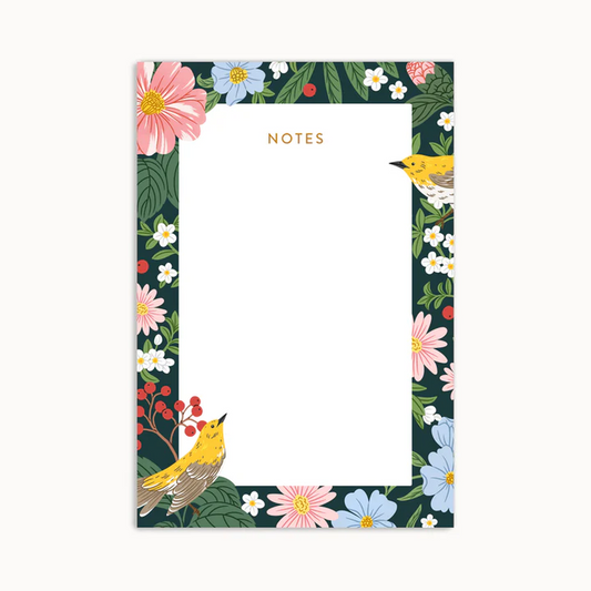 Warbler Floral Notes Notepad