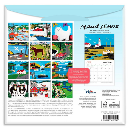 Maud Lewis 2027 Monthly Medium Wall Calendar