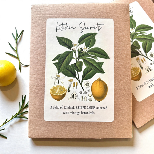 Firefly Botanical Recipe Card Set ,12 Cards + Banana Bread Recipe
