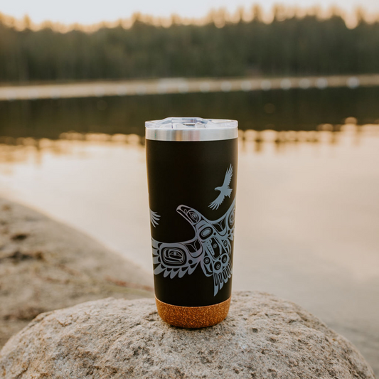 Cork Base Travel Mugs - Soaring Eagle by Corey Bulpitt, 20 oz
