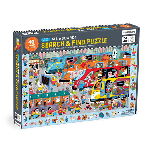 All Aboard! Train Station 64 Piece Search &amp; Find Puzzle