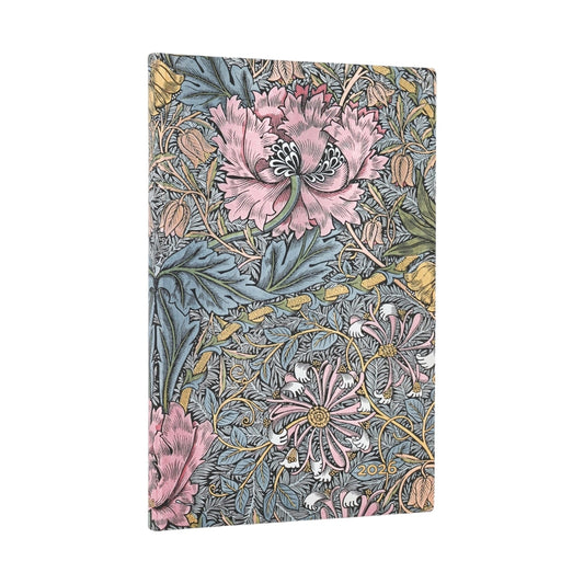 2026 Morris Pink Honeysuckle, William Morris, 12-Month Planner Flexis, Maxi, Horizontal, Elastic Band, 176 Pg, 100 GSM
