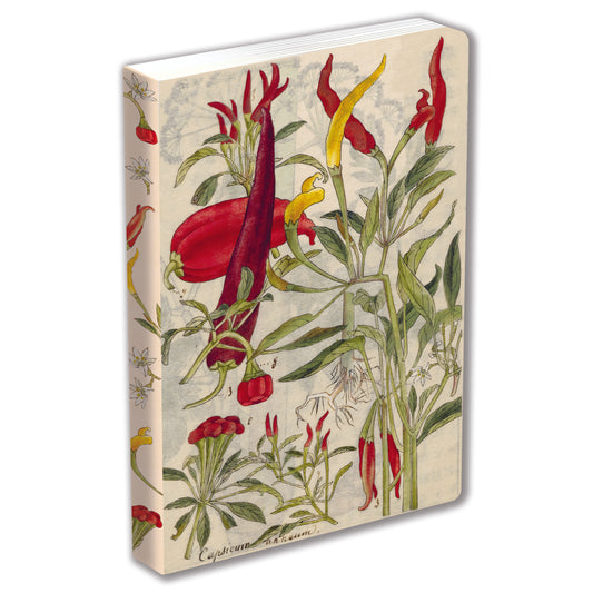 Chili Peppers &amp; Shiso Leaves Blank Hardcover Journal