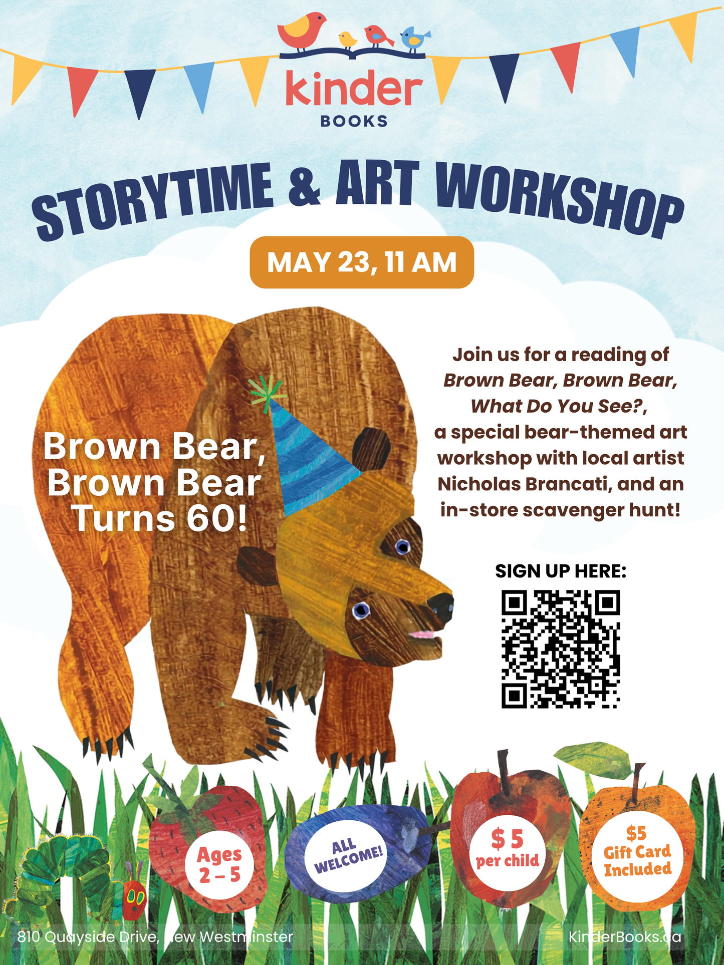 May 23, 11 am, Brown Bear, Brown Bear Storytime & Art Workshop (Ages 2–4)