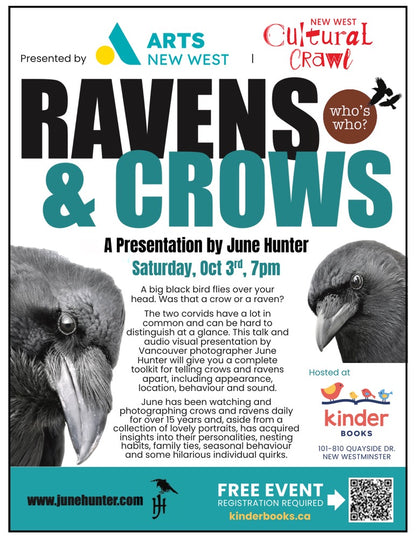 Talk on Crows and Ravens an Evening with June Hunter: October 3, 7:00 PM