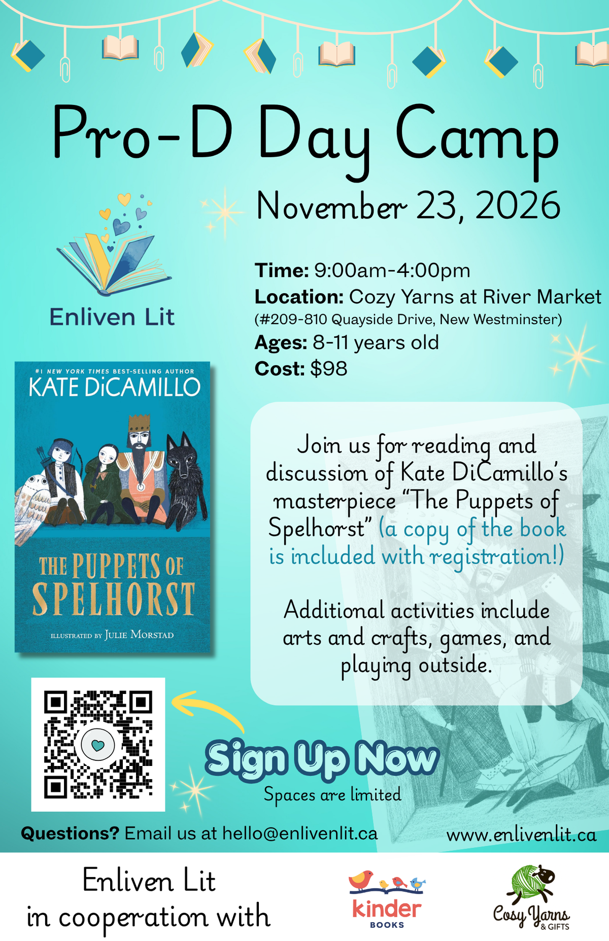Pro-D Day Camp, November 23,2026 with Enliven Lit