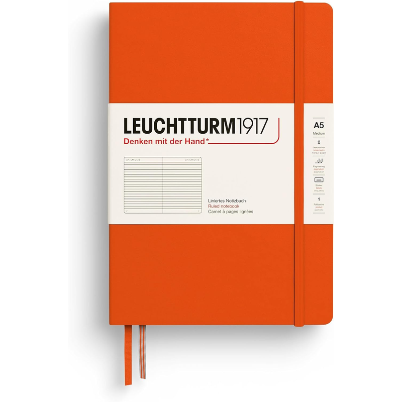 Leuchtturm1917 Notebook Medium (A5), Hardcover, Pumpkin, ruled