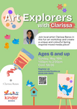 May 18, 1 pm, Art Explorers with Clarissa Banos ( for 6yrs+)