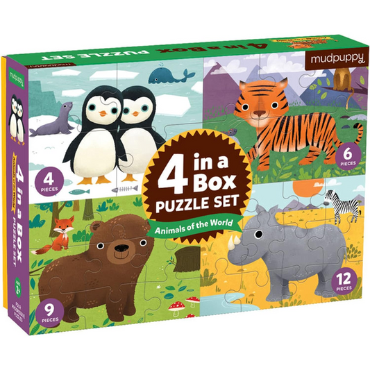 Animals Of The World 4-in-a-box Puzzle Set