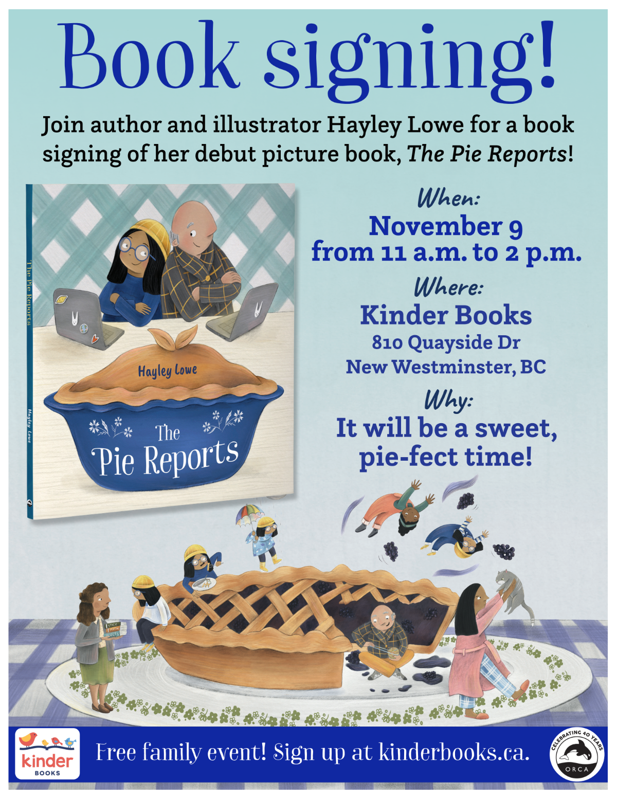 Nov 9, 11 am to 2 pm Book Signing with local author+illustrator Hayley Lowe