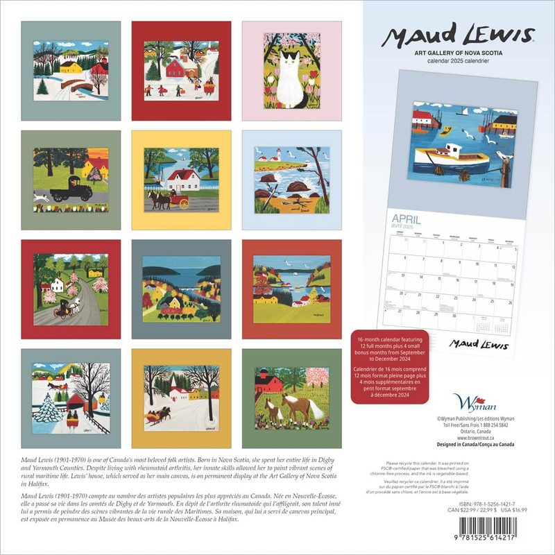 Maud Lewis Monthly Square Wall Calendar