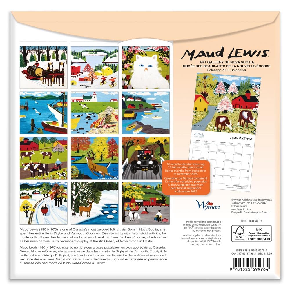 Maud Lewis AGNS OFFICIAL | 2026 8.5 x 8.5 Inch Monthly Medium Wall Calendar (Copy)