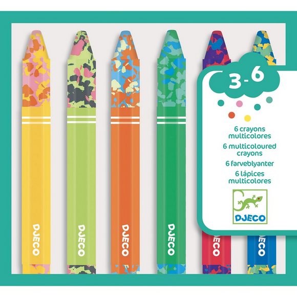 6 multicolored crayons by Djeco