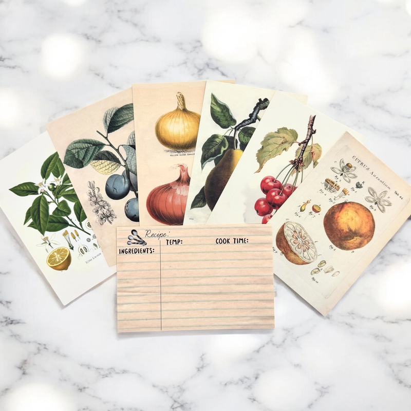 Firefly Botanical Recipe Card Set ,12 Cards + Banana Bread Recipe
