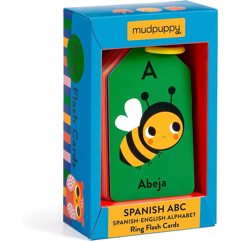 Mudpuppy Spanish English – ABC Ring Flash Cards Featuring Charming Illustrations for Memory and Language Learning Development for Children Ages 1 and Up