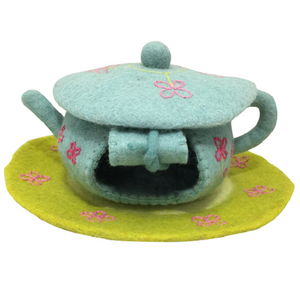 House - Fairy Teapot House With Mat FELTED WOOL