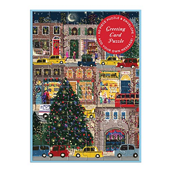 Galison Winter Lights – Winter Greeting and Jigsaw Puzzle Card Includes Color Coordinated Envelope and Sticker Seal