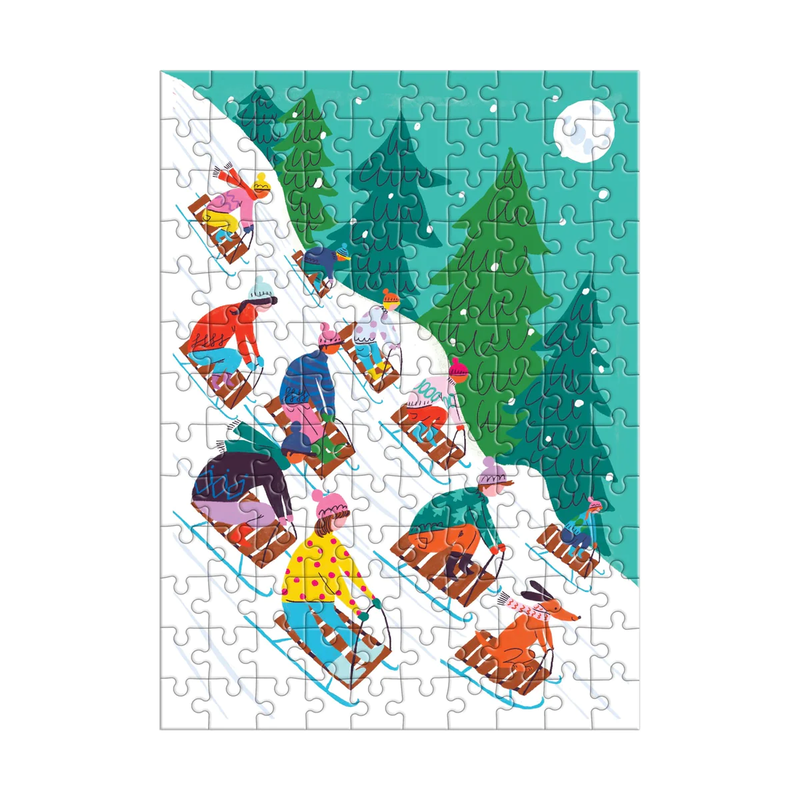 Winter Sledding 130pc Puzzle Ornament