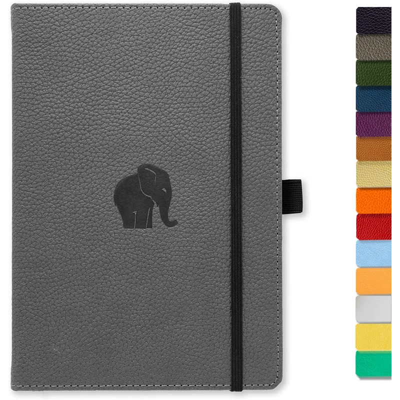 Dingbats - Wildlife Plain Medium Notebook, Grey Elephant, A5