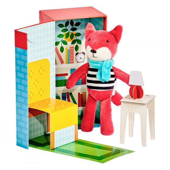 Petit Collage Animal Play Set - Frances the Fox in Library