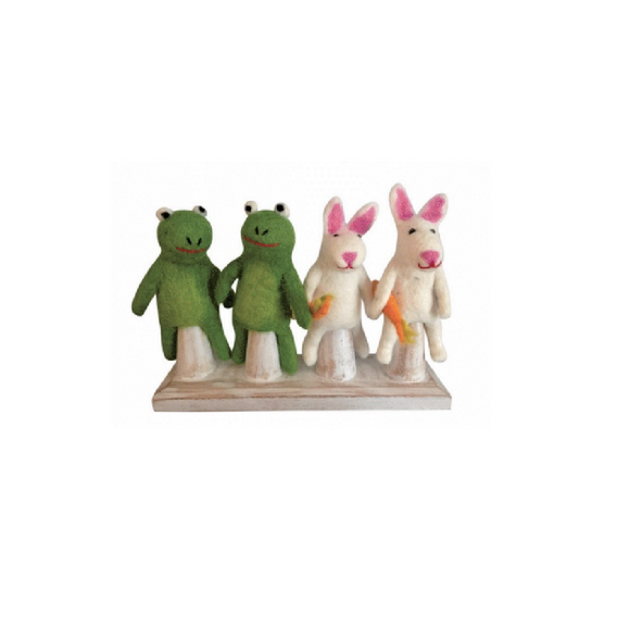 Felted Frog and Bunny Finger Puppets