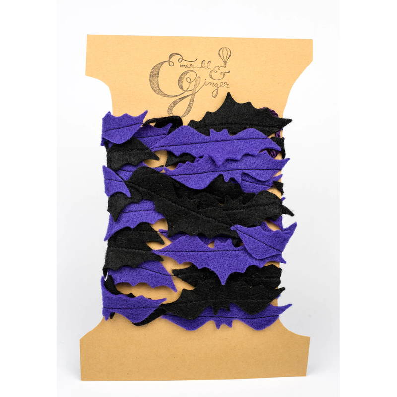 Halloween Bat Felt Garland Autumn Fall - purple and black