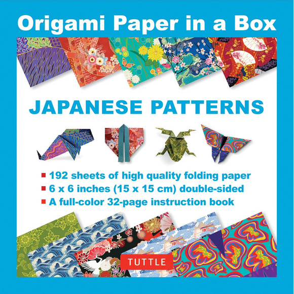 Origami Paper in a Box - Japanese Patterns: 192 Sheets of Tuttle Origami Paper: 6x6 Inch Origami Paper Printed with 10 Different Patterns: 32-page Instructional Book of 4 Projects